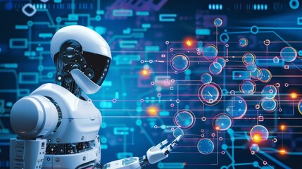 Fototapete - Robot Engaging With Circuit Board