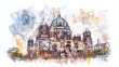 A watercolor sketch or illustration of the Berlin Cath