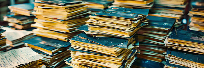 A towering stack of paperwork, symbolizing the daunting accumulation of documents in business and bureaucracy