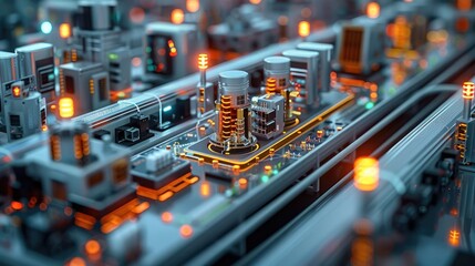 Aufkleber - A dynamic scene showing the process of creating a smartphone, from design to manufacturing and market launch. Generative AI.