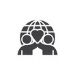 Two person with heart and globe vector icon