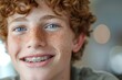 Braces and Bright Eyes: A Young Boy's Carefree Smile Brightens the Day Generative AI