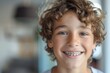 Joy in Growth: Young Boy's Radiant Smile with Braces, Marking Milestones Generative AI
