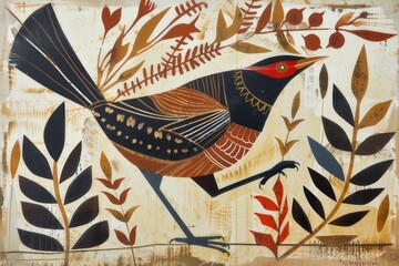  Image of birds in earth tone style.