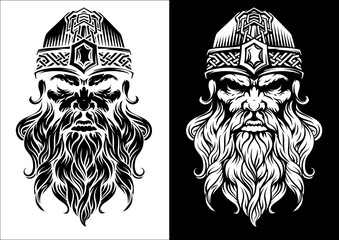 A Viking warrior or barbarian gladiator man mascot face looking strong wearing a helmet. In a retro vintage woodcut style.