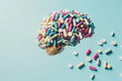 Brain made from abstract pills and supplements