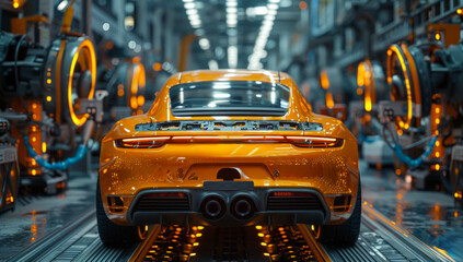 Wall Mural - Car is seen on the production line at the factory