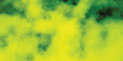 Wall Mural - Green and yellow watercolor background. Colorful sunrise or sunset colors in cloudy shapes. Abstract background with space. Colorful background