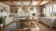 French Country style kitchen with a mix of antique French, shabby chic and farmhouse
