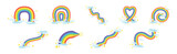 Fototapeta Pokój dzieciecy - Rainbow Different Shape with Fluffy Cloud Vector Set