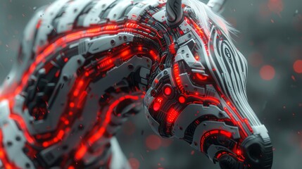 Aufkleber - The futuristic shape of a horse combined with the electronic board is reminiscent of a zebra head.
