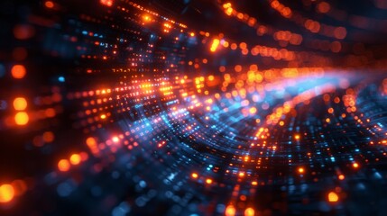 Fototapete - A futuristic binary background, a graphic of technology backdrop, and the concept of digital communication are abstracted for this background