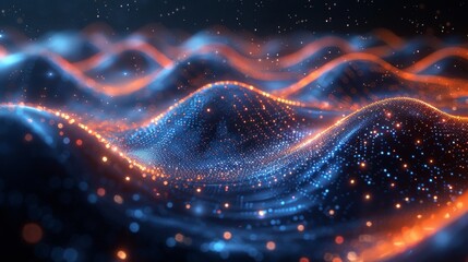 Poster - An abstract digital technology blue equalizer with a sound wave pattern for decoration