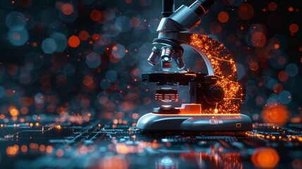 Leinwandbilder - Concept of medical technology, microbiology interface with microscope