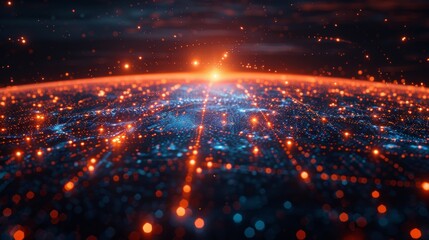 Aufkleber - Communication technology concept with a realistic device connected to a global network.