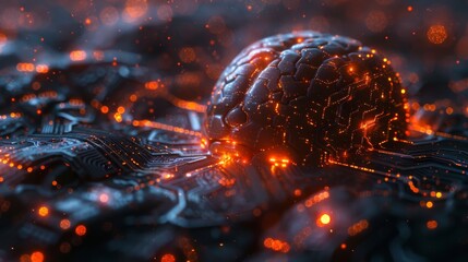 Poster - An illustration of a machine learning or deep learning concept with an interface based on cyber technology