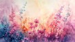 Watercolor illustration of pink flowers on watercolor background. Spring blossom