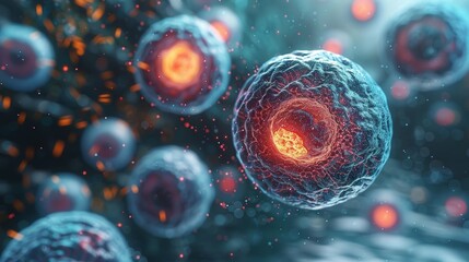 Wall Mural - Mitosis diagram with biotechnology element