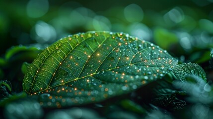 Aufkleber - A concept of eco-friendliness or sustainable technology combining a leaf shape with an electronic pattern is presented in this graphic