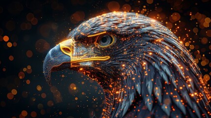 Aufkleber - This is an idea of the United States tech war, with a graphic of an eagle combined with a circuit board pattern and a map