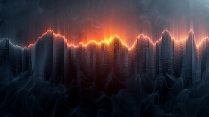 Poster - Graphs of sound waves, abstract digital equalizer...