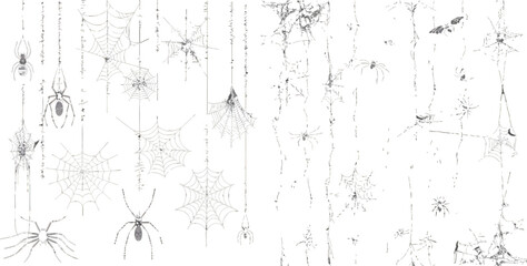 Wall Mural - Vector isolated collection. Scary hanging trap for holiday frame isolated on black