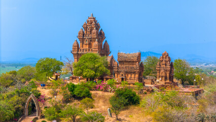 Wall Mural - Aerial view of Cham towers, Po Klong Garai, Ninh Thuan province, Vietnam.