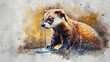 endangered specie concept , ferret in watercolor style risk of extinction, wildlife, 17 may , endangered specie day 