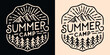 © Pictandra - Summer camp lettering camper badge camping emblem. Mountain forest retro vintage aesthetic illustration. Outdoorsy quotes for matching friends school trip scout teacher logo shirt design print vector.