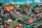 A pixelated wonderland filled with retro gaming references, nostalgic characters, and iconic landmarks from classic video games, evoking a sense of gaming nostalgia, Generative AI