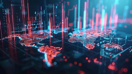 Wall Mural - a computer generated image of a world with red, blue and green lines. the image is abstract and has 
