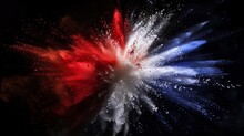 Image Of France Flag Color Powder Splash And Explosion Abstract Art.