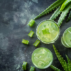 Canvas Print - Cold drinks with aloe vera