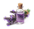 Aroma water of lavender in bottle with lavender flower