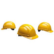 © Shilpi - yellow construction helmet from different views on Isolated transparent background png. generated with AI
