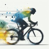 Fototapeta Paryż - Cycling in watercolor paint illustration with Generative AI.