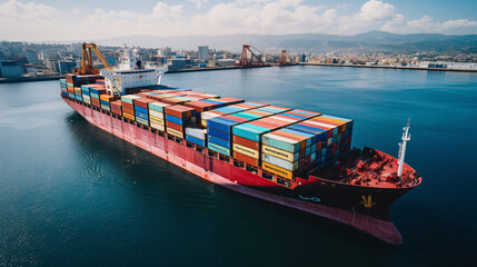 a large cargo ship in the water