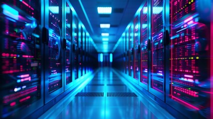 Poster - High Tech Data Center Hallway