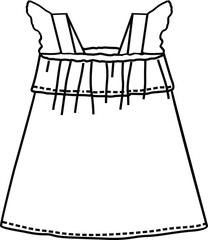 Wall Mural - Drawing Of a Girls frocks Outline Sketch Vector art