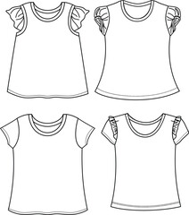 Wall Mural - Drawing Of a girls top Outline Sketch Vector art