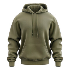 Wall Mural - olive green male hoodie sweatshirt long sleeve with clipping path, men's hoodie with hood for your design mockup for print, on a transparent background. template for winter clothes.