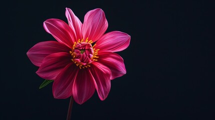 Wall Mural - Vibrant pink dahlia against a dark background