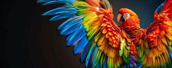 Wall Mural - vibrant macaw parrot with spread wings