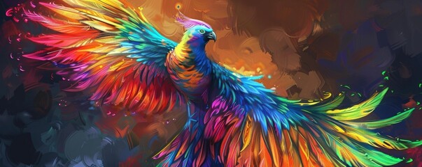 Wall Mural - Colorful digital art of a phoenix