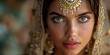 © Iryna - An alluring portrait of a gorgeous Indian bride in traditional attire, adorned with luxurious jewelry.