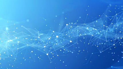 Abstract network connections on a blue backdrop. Modern digital background depicting connectivity. Ideal for tech and science visuals. AI