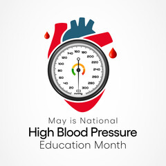 Wall Mural - High Blood pressure (HBP) education month is observed every year in May. it is also called hypertension. vector illustration