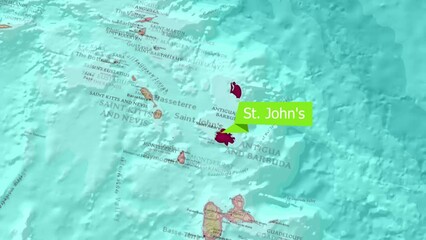 Wall Mural - map of Saint John's, the capital of Antigua and Barbuda.Zooming In: Exploring the Details of the Saint John's Map	