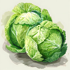 Wall Mural - An appetizing illustration of cabbage.