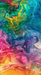 Wall Mural - Vibrant abstract liquid painting with flowing colors